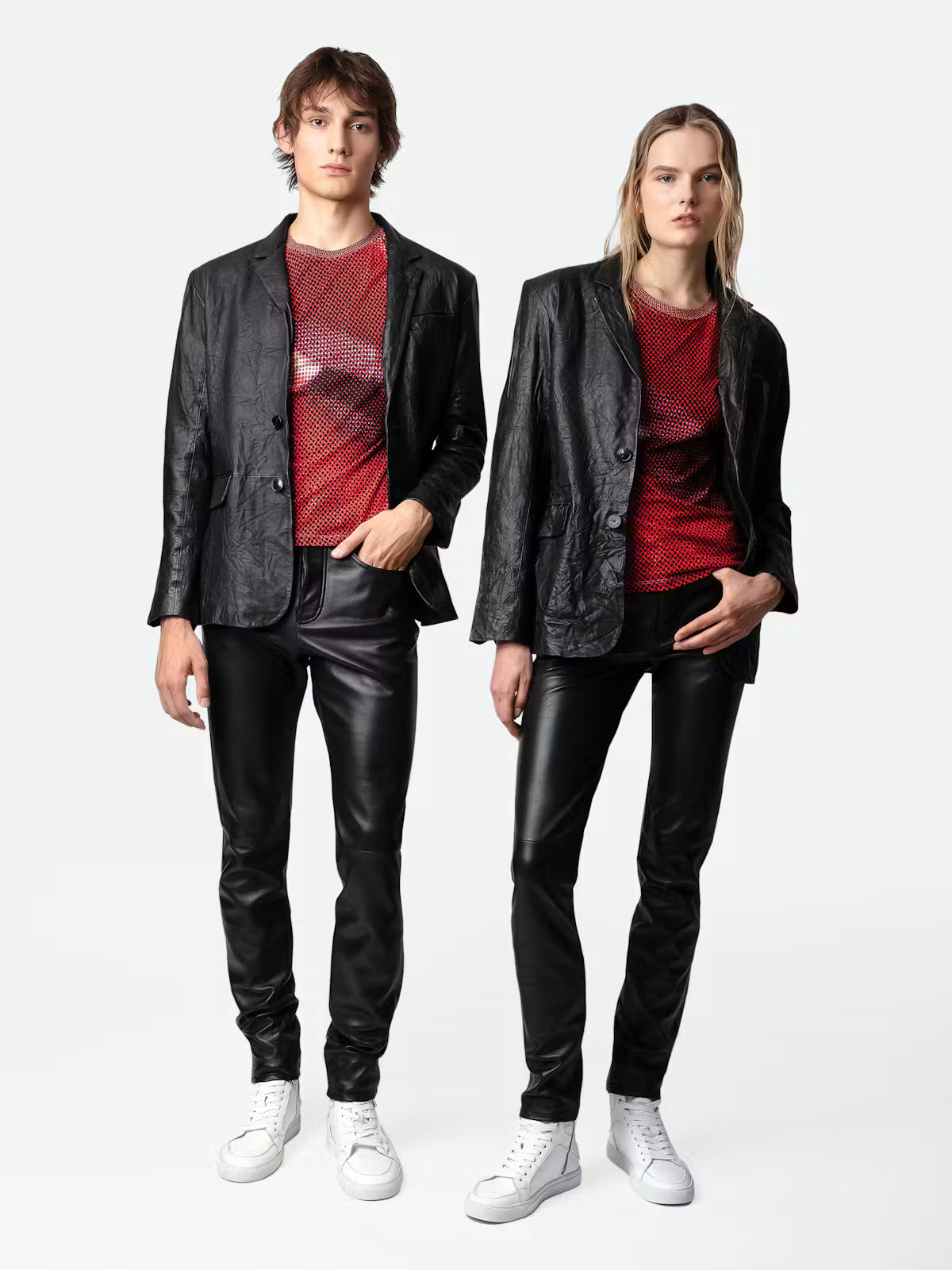 VALFRIED CRINKLED LEATHER BLAZER