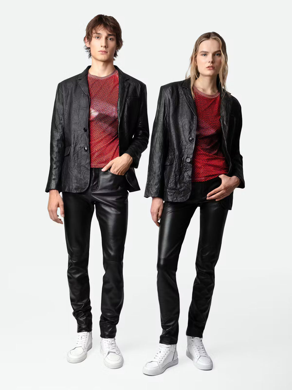 VALFRIED CRINKLED LEATHER BLAZER