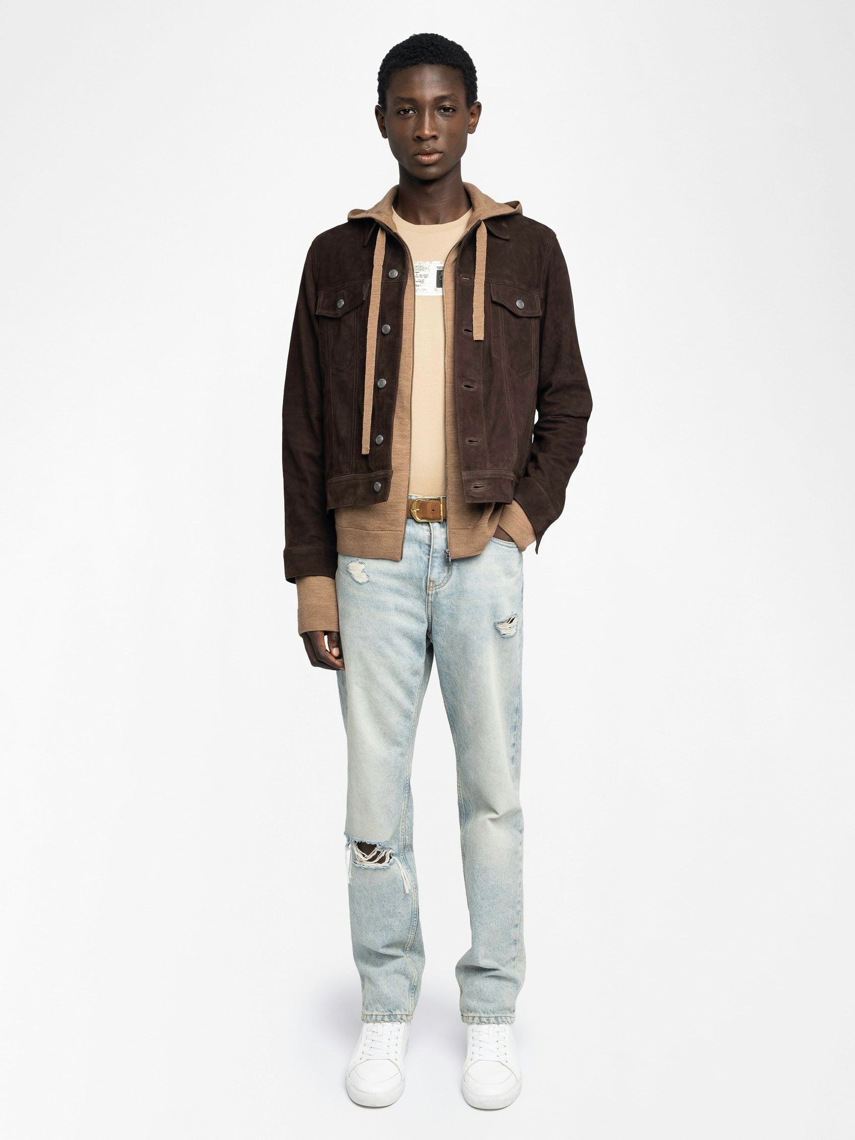 Chaqueta de Cuero Suede Bases