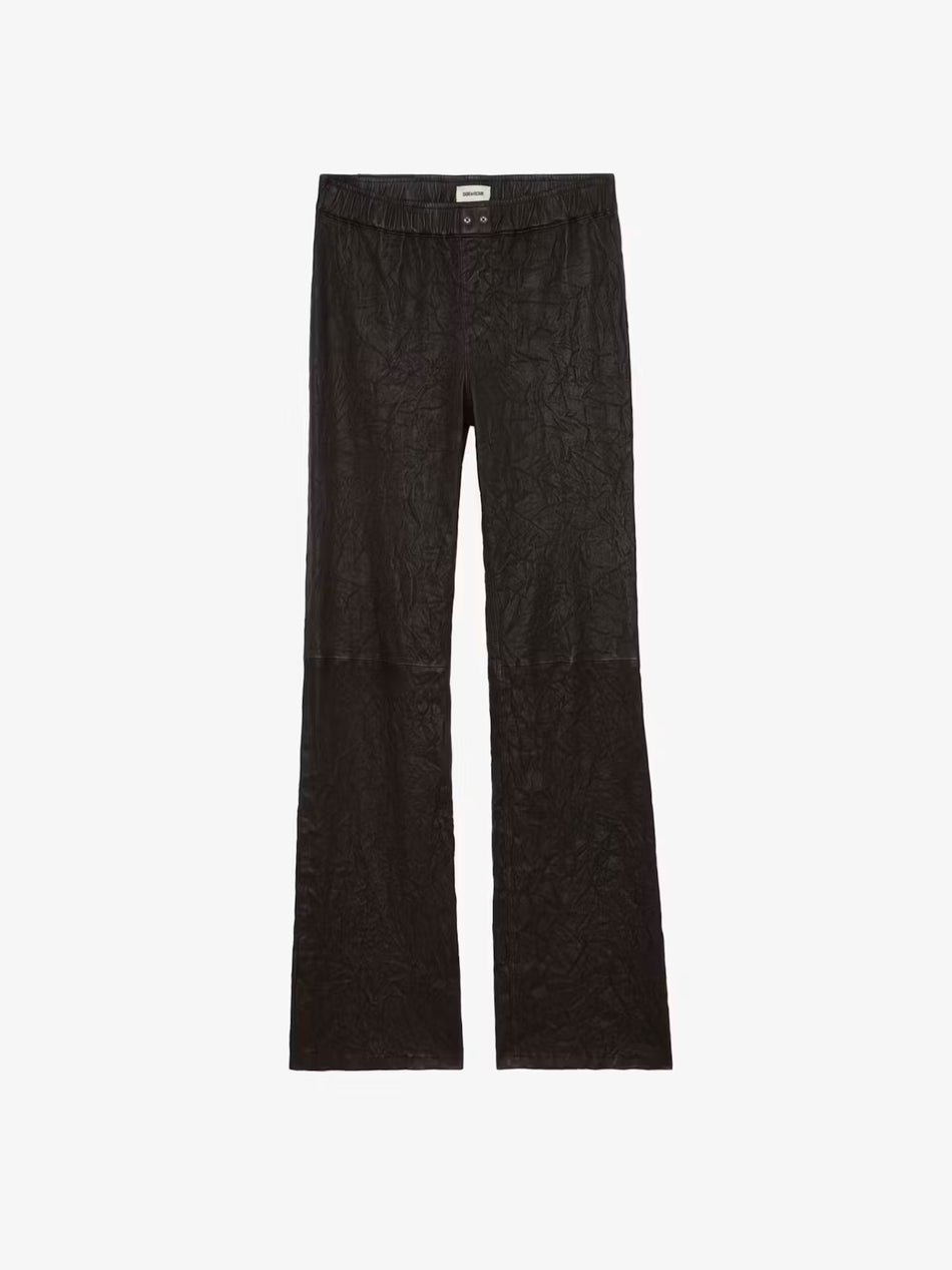 Pauline Crinkled Leather Trousers
