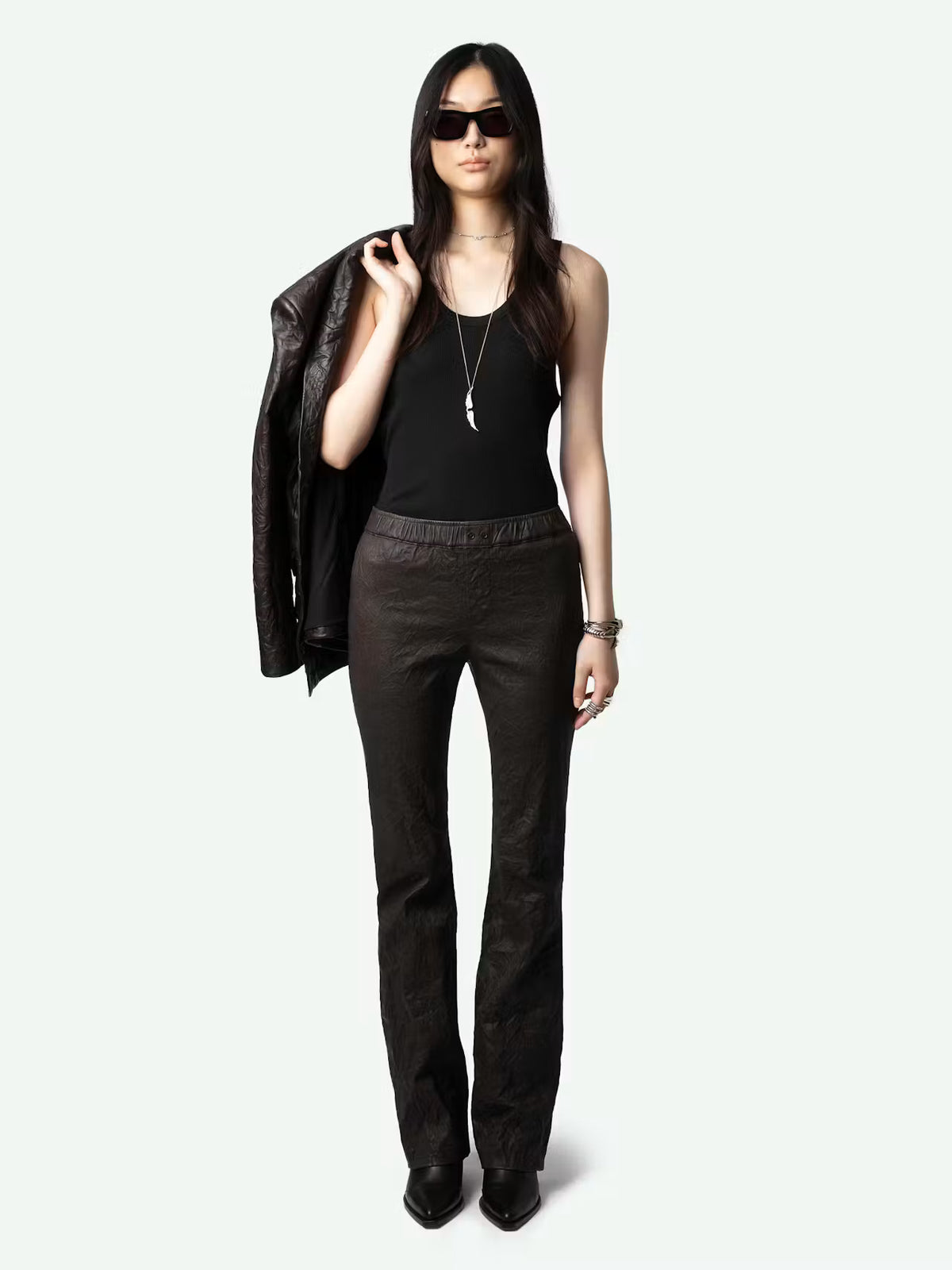 Pauline Crinkled Leather Trousers