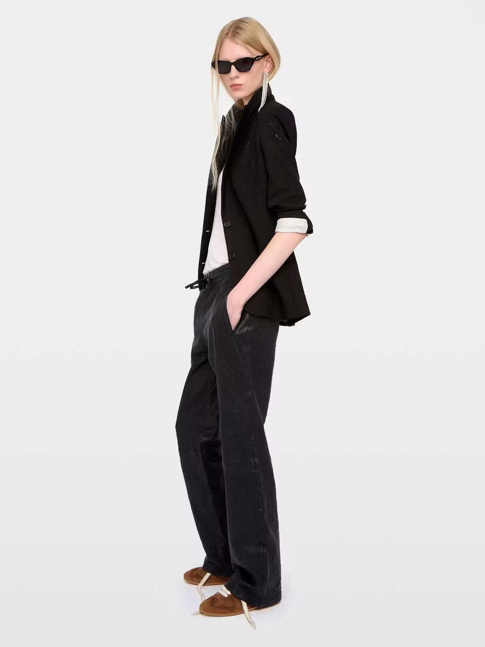 Pantalón Pocha de Piel Arrugada