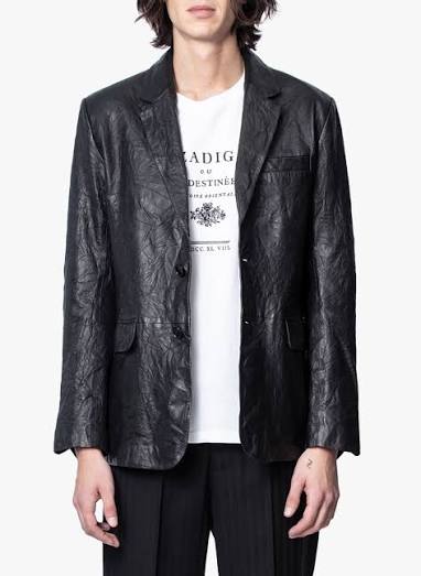 VALFRIED CRINKLED LEATHER BLAZER